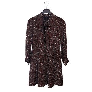 Madewell Balsam Tie Neck Dress In Stary Night 100% Silk Size 00